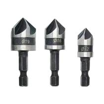 Conjunto De Brocas Escareadoras Hexagonais 3 Peças 90 Graus Para Madeira E Metal