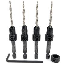 Conjunto de brocas FTG USA, escareador de madeira ajustável, 4 peças 6