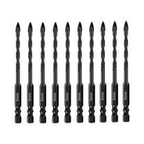 Conjunto De Brocas Hexagonais Cruzadas De 3-12mm 10 Peças Em Liga Dura Para Vidro, Concreto E