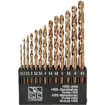 Conjunto de brocas Hymnorq M35 em aço cobalto de 1,5 mm a 6,5 mm, 13 unidades