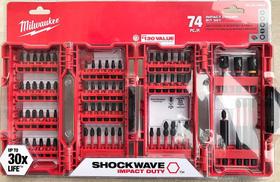 Conjunto de brocas Impact Driver Milwaukee Shockwave 74 peças