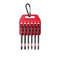 Conjunto de brocas Impact Protorq de 6 peças com clipe PH2, SQ2, T25 TORX