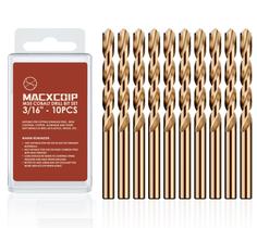 Conjunto de brocas MACXCOIP M35 de aço de alta velocidade 10 unidades 3/16 polegadas