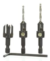 Conjunto de brocas Make it Snappy Tools Quick-Change para 2 unidades. Escareador com cortador de plugues 3/8