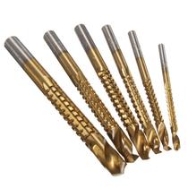Conjunto de brocas para carpintaria, 6 peças em espiral revestidas de titânio Conjunto de brocas para carpintaria, 6 peças em espiral revestidas de titânio