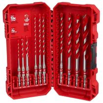 Conjunto de Brocas para Martelo Milwaukee Shockwave 10 Peças com Ponta de Carboneto Conjunto de Brocas para Martelo Milwaukee Shockwave 10 Peças com Ponta de Carboneto