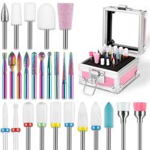 Conjunto de brocas para unhas Rolokit 26 unidades com estojo de cerâmica Conjunto de brocas para unhas Rolokit 26 unidades com estojo de cerâmica