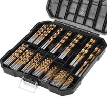 Conjunto de brocas ROGAPER 99 unidades revestidas de titânio HSS de 1,5 a 10 mm com estojo