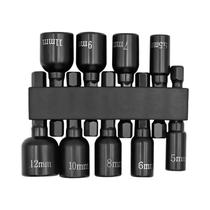 Conjunto De Brocas Sextavadas Métricas 9 Peças Com Adaptador De Mandril Sextavado De 1/4 De Polegada