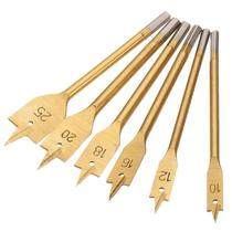 Conjunto de brocas Spade de madeira de três pontas, 6 peças, haste hexagonal de 10 a 25 mm