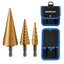 Conjunto de brocas Step Drill WORKPRO, 3 peças, revestido de titânio, HSS