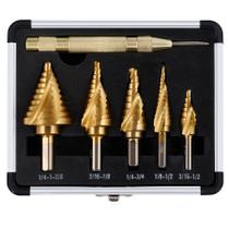 Conjunto de brocas Step Drill ZELCAN, 5 peças de titânio para metal com estojo