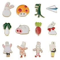 Conjunto de broches, animal de desenho animado, dinossauro fofo, coelho, carrinho