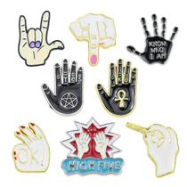 Conjunto de broches, blusa de liga leve Punk Rock Hand Gesture