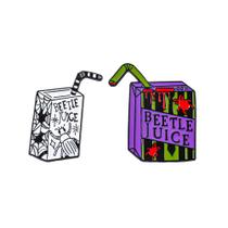 Conjunto de broches, caixa de bebidas de Halloween, Beetle Juice Design