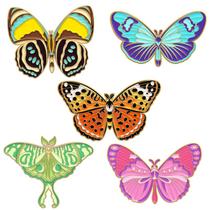 Conjunto de broches Colorful Butterfly, 5 peças de alfinetes de liga leve Conjunto de broches Colorful Butterfly, 5 peças de alfinetes de liga leve