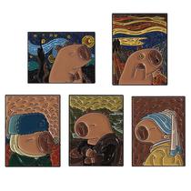 Conjunto de broches Creative Capybara Cartoon Animal Alloy
