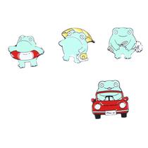 Conjunto de broches Cute Frog Cartoon Animal Alloy Enamel Conjunto de broches Cute Frog Cartoon Animal Alloy Enamel