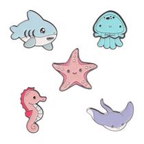 Conjunto de broches Cute Ocean Animal Cartoon Shark Jellyfish
