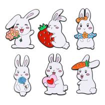 Conjunto de broches Cute Rabbit Cartoon Bunny com morango Conjunto de broches Cute Rabbit Cartoon Bunny com morango