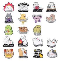 Conjunto de broches de desenho animado Animal Creative Cat Frog Dinosaur Conjunto de broches de desenho animado Animal Creative Cat Frog Dinosaur