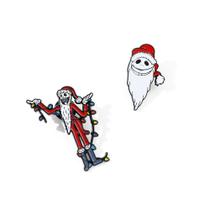 Conjunto de broches de desenho animado de Natal, esqueleto de Papai Noel com luz Conjunto de broches de desenho animado de Natal, esqueleto de Papai Noel com luz