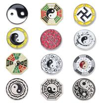 Conjunto de broches de estilo chinês Yin Yang Tai Chi, 12 unidades Conjunto de broches de estilo chinês Yin Yang Tai Chi, 12 unidades