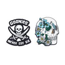 Conjunto de broches, design de caveira, lapela, estilo pirata
