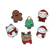 Conjunto De Broches Esmaltados De Natal: Papai Noel, Rena E Árvore De Natal - 6 Peças De Joias De Conjunto De Broches Esmaltados De Natal: Papai Noel, Rena E Árvore De Natal - 6 Peças De Joias De