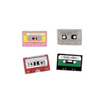 Conjunto de broches, fita cassete retrô, estilo musical dos anos 90 x3