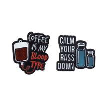 Conjunto de broches Funny Coffee and Medicine Quote Enamel Alloy