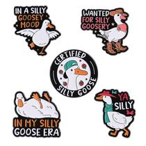 Conjunto de broches Funny Goose Cartoon Silly Goose Ename