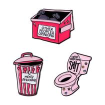 Conjunto de broches Funny Quote Cartoon Trash Can Box Alloy