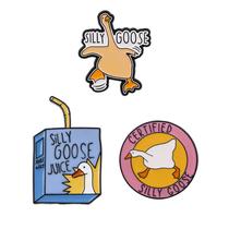 Conjunto de broches Funny Silly Goose Cartoon, blusa esmaltada Conjunto de broches Funny Silly Goose Cartoon, blusa esmaltada