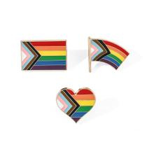 Conjunto de broches Rainbow Pride Flag Rainbow Pride Flag Retângulo em Forma de Coração