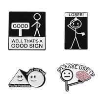 Conjunto de broches Stick Figure Theme Alloy Enamel, 4 peças