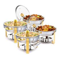 Conjunto de buffet Chafing Dish ROVSUN 5L redondo de aço inoxidável x4 Conjunto de buffet Chafing Dish ROVSUN 5L redondo de aço inoxidável x4