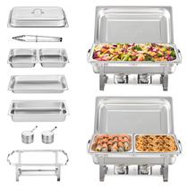 Conjunto de buffet Chafing Dish VEVOR 8 Qt, pacote com 2 unidades, aço inoxidável Conjunto de buffet Chafing Dish VEVOR 8 Qt, pacote com 2 unidades, aço inoxidável