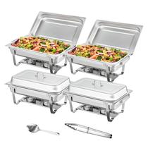 Conjunto de buffet Chafing Dish VEVOR 8L, pacote com 4 unidades em aço inoxidável Conjunto de buffet Chafing Dish VEVOR 8L, pacote com 4 unidades em aço inoxidável