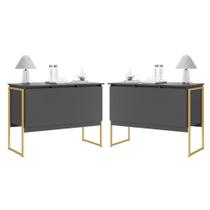Conjunto de Buffets Industriais Milão Preto Dourado Conjunto de Buffets Industriais Milão Preto Dourado