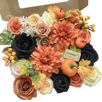 Conjunto de buquê preto de flores artificiais FACINOC Roses, laranja de outono, para bricolage, coroa de Halloween, casamento, casamento, chá de panela, peças centrais de mesa de festa, arranjo floral falso, decoração de casa, interior Conjunto de buquê preto de flores artificiais FACINOC Roses, laranja de outono, para bricolage, coroa de Halloween, casamento, casamento, chá de panela, peças centrais de mesa de festa, arranjo floral falso, decoração de casa, interior