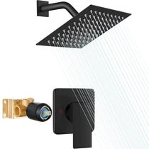 Conjunto de cabeça de chuveiro quadrada Heyalan de 8" em aço inoxidável preto fosco Conjunto de cabeça de chuveiro quadrada Heyalan de 8" em aço inoxidável preto fosco