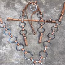 Conjunto de Cabeçada e Peitoral Argolado em Aço Inox Traia de Luxo