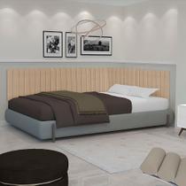 Conjunto de Cabeceira Ripada Palito Cama casal 140 cm suspensa estofada - Várias Cores