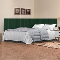 Conjunto de Cabeceira Viuva Solteirão Palito Suspensa - 128 CM - Verde Musgo Suede