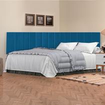 Conjunto de Cabeceira Viuva Solteirão Palito Suspensa com Proteção Lateral - 128 CM - Azul Suede Conjunto de Cabeceira Viuva Solteirão Palito Suspensa com Proteção Lateral - 128 CM - Azul Suede