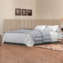 Conjunto de Cabeceira Viuva Solteirão Palito Suspensa com Proteção Lateral - 128 CM - Bege Suede