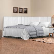 Conjunto de Cabeceira Viuva Solteirão Palito Suspensa com Proteção Lateral - 128 CM - Branco material sintético