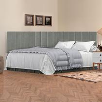 Conjunto de Cabeceira Viuva Solteirão Palito Suspensa com Proteção Lateral - 128 CM - Cinza Suede