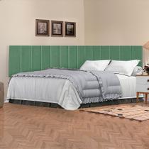 Conjunto de Cabeceira Viuva Solteirão Suspensa Estofada - Verde Menta Suede
